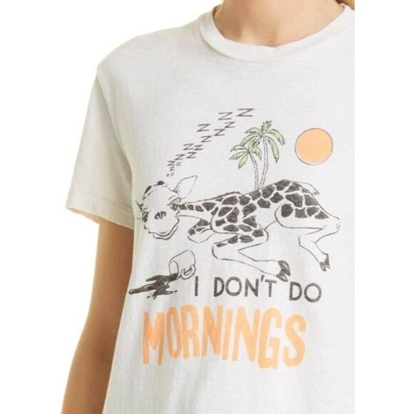 RE/DONE I Don't Do Mornings Graphic Tee Shirt Vintage Ivory Small New With Tag - Picture 2 of 5